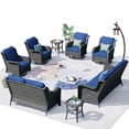 thumbnail image 1 of Ovios 8 Pieces Outdoor Patio Furniture with Swivel Chairs Wicker Patio Sectional Sofa with Loveseat for Backyard, 1 of 6