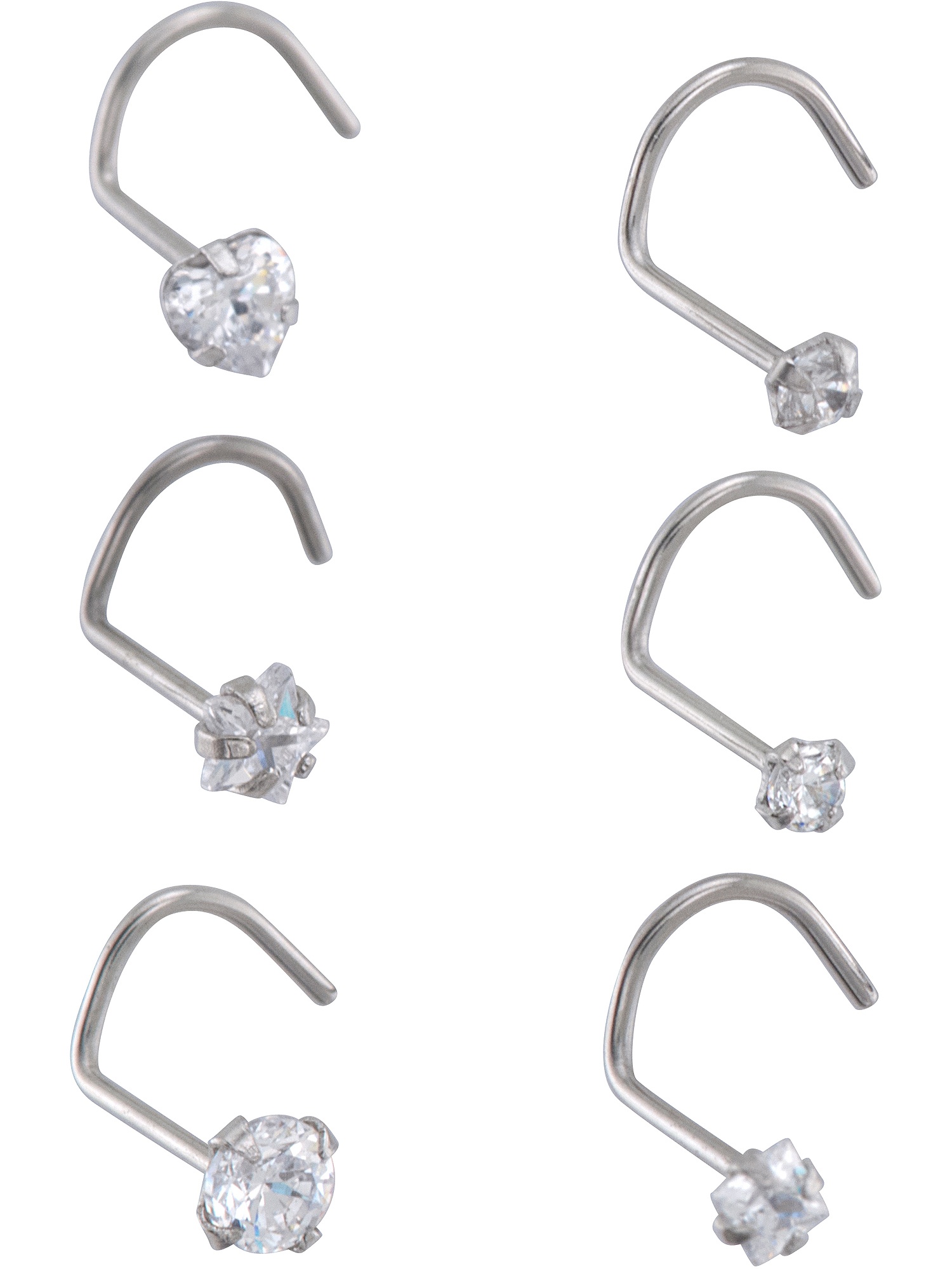 Women's Surgical Steel Nose Studs with White Cubic Zirconia