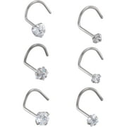 Body Jewelry-Women's Nose Studs Surgical Steel Screws with White CZ