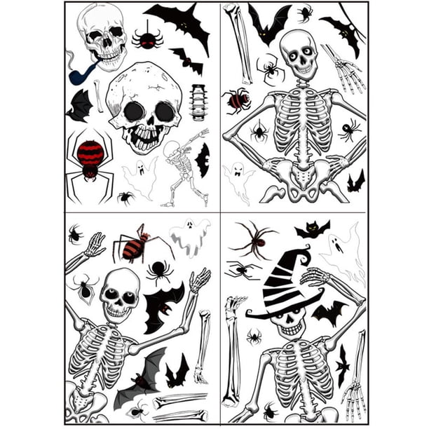 Pegatina De Pared De Pvc De Dibujos Animados De Halloween, Calcomanías De Ventana De Hueso De Cabeza De Calabaza, Pegatinas De Pared De Habitación Para Niños, Decoración Del Hogar De Festival 4 Uds. Speravity HA039986-04
