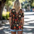 thumbnail image 3 of POLERO Women's Cut Out Cold Shoulder Tops Mushroom Daisy Floral Print Summer Short Sleeve Sexy Shirts Travel Beach Hawaii Tunic Soft Lightweight Casual S, 3 of 7