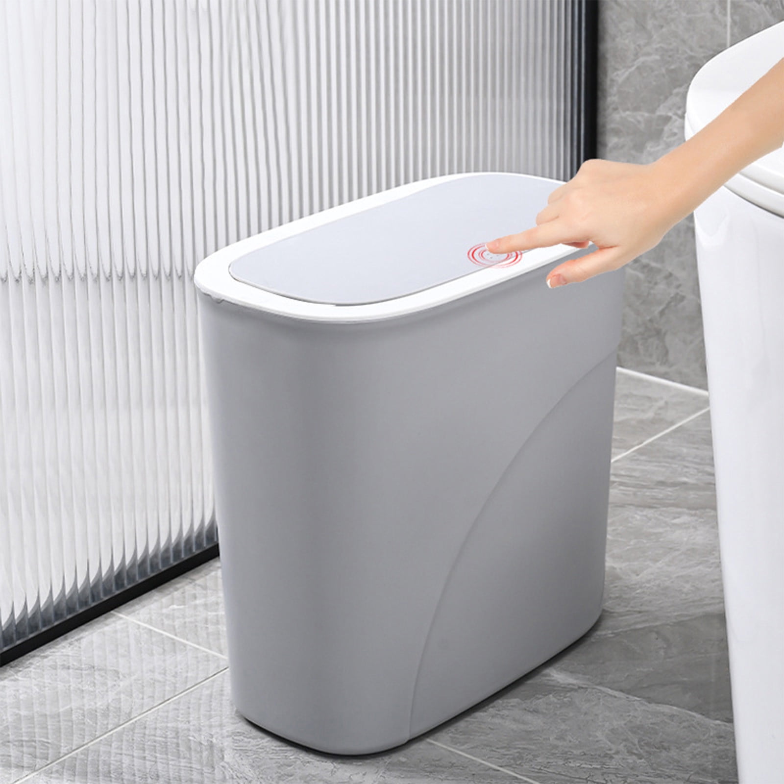 Press Top Flip Lid Trash Can, Space-Saving Plastic Storage Bin for Kitchen, Bathroom, Dining Room, and Narrow Spaces, Convenient Clamp Style Garbage Bin