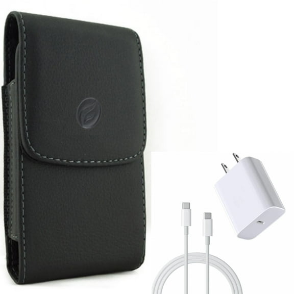 For Galaxy A73 /A23 /A14 /A13 - 18W Fast Home Charger w Case Belt Clip, PD Type-C 6ft USB-C Cable Quick, Leather Holster Cover for Samsung Galaxy A73 /A23 /A14 /A13 5G