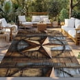 thumbnail image 2 of Rustic Star Brown Outdoor Rug 6x9 Ft - Reversible Patio Rug Outdoor Camping Rugs, Vintage Farmhouse Wooden Grain Art Washable Indoor Outdoor Area Rugs, Non-Slip Outdoor Carpet Runner for Deck/Porch, 2 of 8