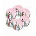 thumbnail image 7 of 13 Inch Round Placemats Set of 6, Pink Snowman Christmas Non Slip Heat Insulation PP Table Mats, Xmas Tree Snowflake Gifts Washable Place Mats for Kitchen Dining Party Table Decor, 7 of 7