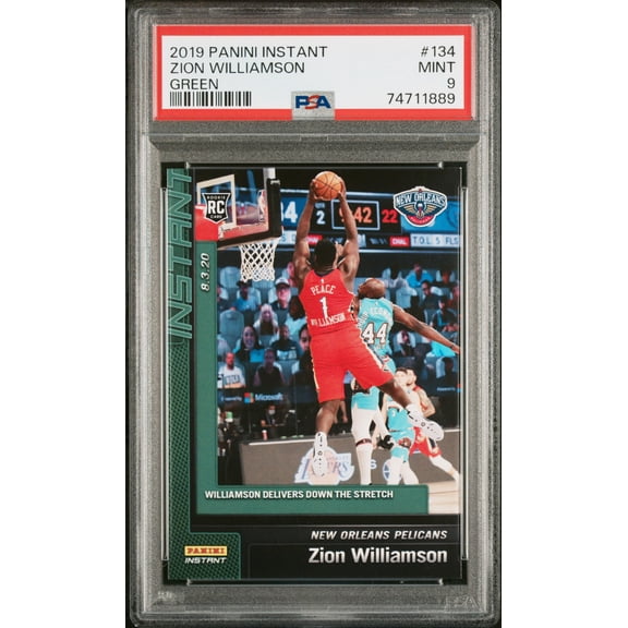 PSA 9 Zion Williamson 2019 Panini Instant #134 Green 8/10 Rookie Card New Orleans Pelicans