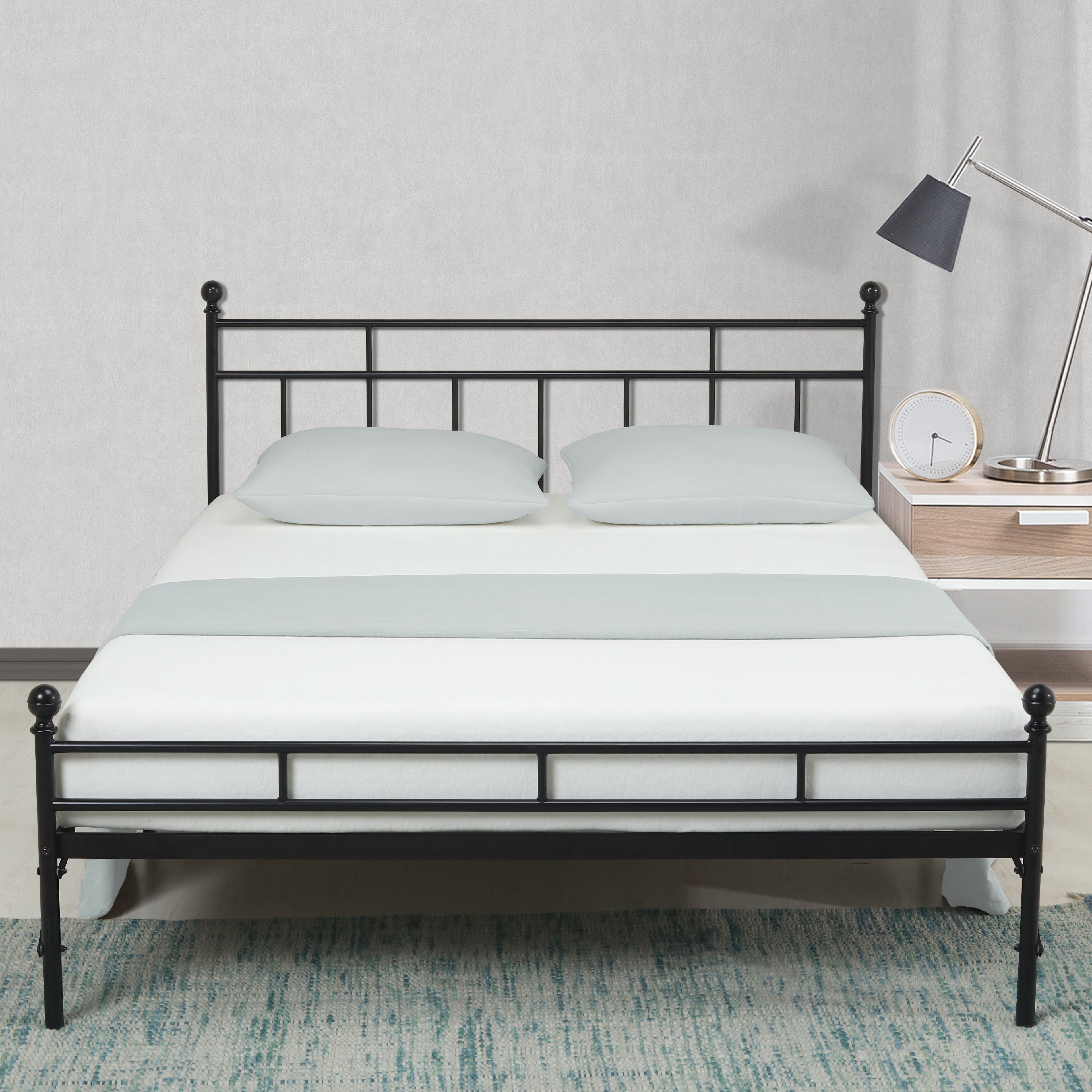Best Price Mattress 12 Inch All-in-One Easy Setup Metal Platform Bed w/Steel slats and Headboard