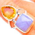 thumbnail image 1 of Large Blue Lace Agate, Citrine Ring Size 8 (925 Sterling Silver)  - Handmade Boho Vintage Jewelry RING130486, 1 of 3