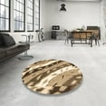 thumbnail image 4 of Ahgly Company Machine Washable Indoor Round Abstract Red Brown Area Rugs, 5' Round, 4 of 7