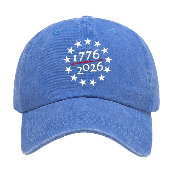 NIEWTR 250 Years of Freedom USA Hat, 250th Anniversary Print, Retro Washed Adjustable Cap(A01-Blue,A)