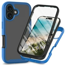 Decase for Apple iPhone 16 Plus Clear Case,Heavy Duty Dual Layer Hybrid Rubber Bumper Rugged Transparent Phone Cover Built-in Front Screen Protector for iPhone 16 Plus -Darkblue