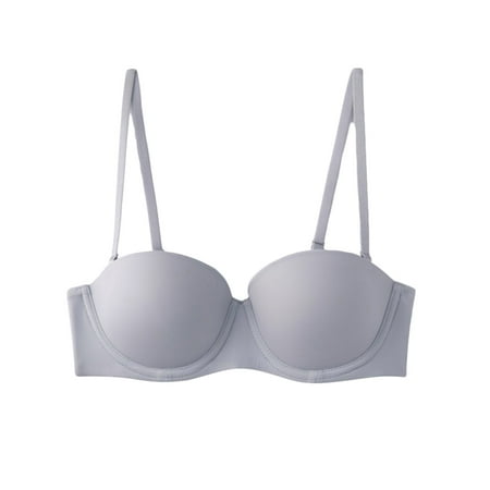 Bigersell Comfortable Bras for Women Sale Clearance Sports Bras for Women Push-Up Bra Style B470 V-Neck Padded Bras Hook and Eye Bra Closure Big Girls Plus Size Women s Bras Gray 80B