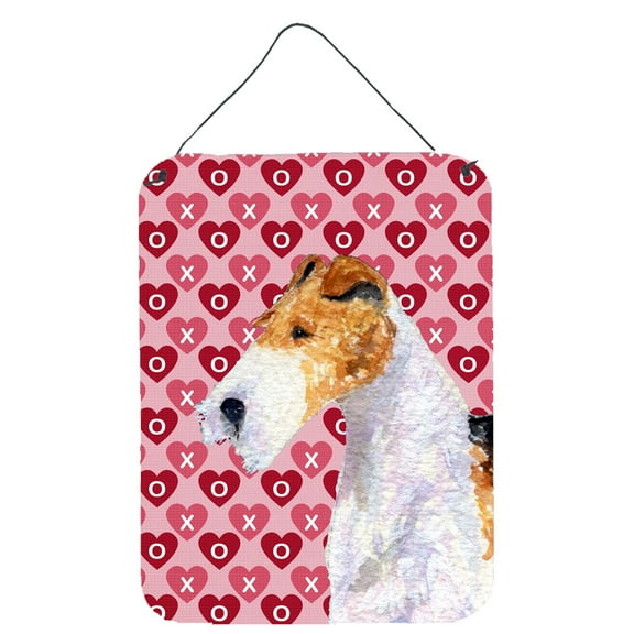 Fox Terrier Hearts Love and Valentines Day Portrait Wall or Door Hanging Prints