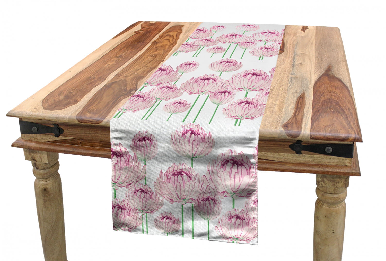 Pink and Cream Ambesonne Floral Table Runner 16 X 120 Dining Room Kitchen Rectangular Runner Romantic Abstract Spring Blooming Flowers Petals Curly Ivy Branches Pattern
