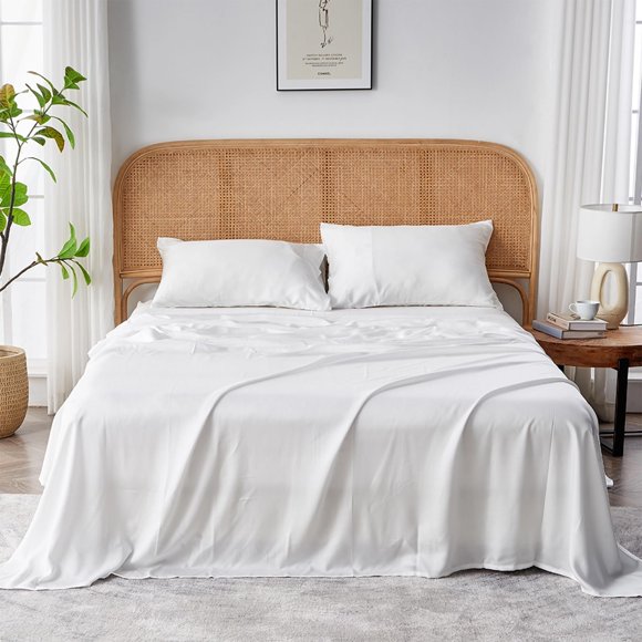 Sijo AiryWeight Tencel Sheet Set, 100% Lyocell Derived from Eucalyptus, Buttery Soft, Architectural Digest 2022 Best Cooling Sheets Winner, 1 Top Sheet Only (Snow, King/Cal King)