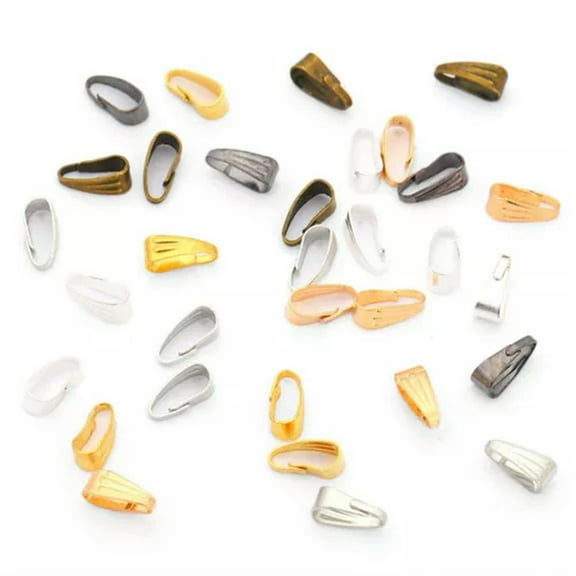 U8MO 1000pcs Metal Snap Bail Hook Pinch Clip Bail Pendant Necklace Connectors Clasp-Mixed Color