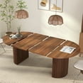 thumbnail image 1 of Weselon 78" Extendable Dining Table for 6-8, Modern Oval Kitchen Table with Roman Column Table Leg, Large Oval Solid Wood Table, Dining Room Table, Walnut, 1 of 9