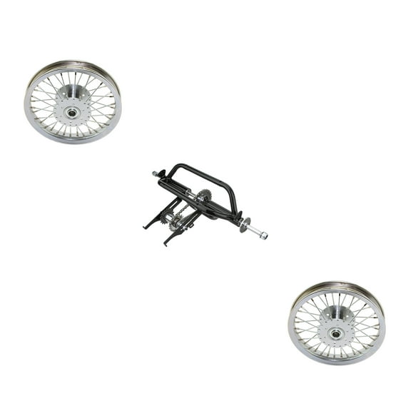 Black Trike Conversion Kit for 12 inch Bicycle. Comes with Two 12 inch Hollow-Hub Wheel 36 Spoke. Tricycle, Trike, three-wheel bike conversion kit