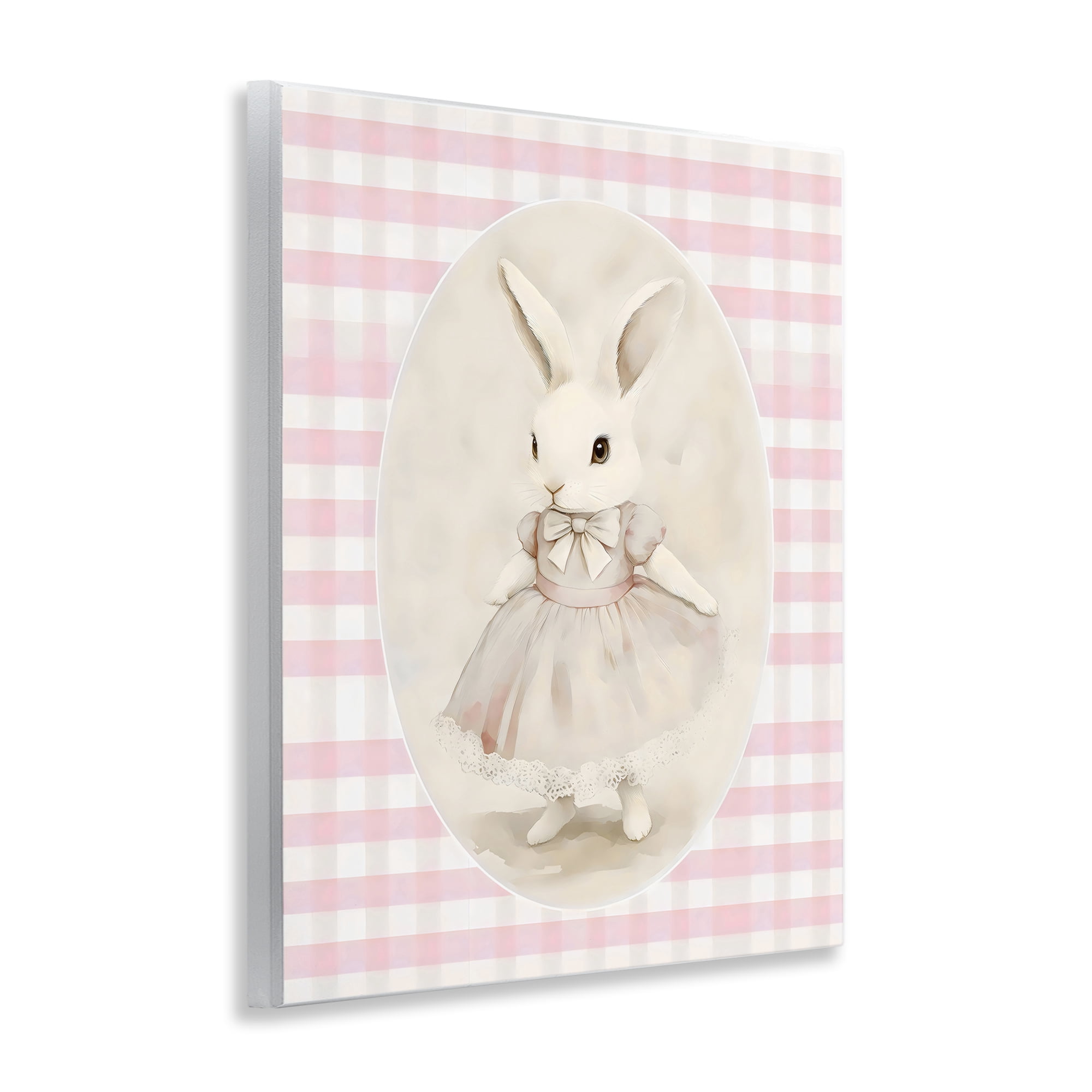 Stupell Industries Sweet Pink Girl Bunny Wall Plaque Art, design by Arlington Prints