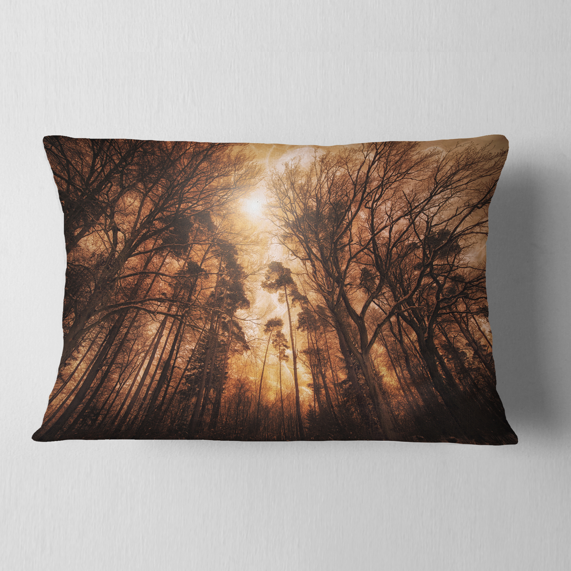 Designart Picturesque Autumn Forest - Landscape Photography Throw Pillow - 12x20