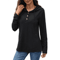 thumbnail image 3 of Sudadera con Capucha para Mujer, de y Otoño, con Cuello en V, Larga y Botones con Cordón. Negro S, 3 of 10