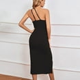thumbnail image 3 of Women's Elegant One Shoulder Sleeveless Split Hem Wrap Ruched Party Cocktail Midi Dress, 3 of 5