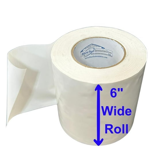 BlueTex Insulationã…¤ 6" Wide x 180' Long White Vapor Barrier Seam Tape - 1 Roll Waterproofing and Great for Crawlspaces, Insulation Repair, Underlaymen