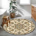 thumbnail image 4 of Boho Floral Large Area Rugs for Bedroom Living Room, Soft Non Slip Carpet Bedside Rug, Modern Abstract Ethnic Tribal Patterns Round Floor Cover Kitchen Accent Rug 3.3' for Dining Room/Office, 4 of 9