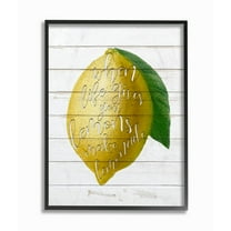 Stupell Industries Lemons To Lemonade Wood Textured Inspirational Word Design Graphic Art Black Framed Art Print Wall Art, 24x30, by Ann Bailey