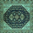 thumbnail image 1 of Ahgly Company Machine Washable Indoor Square Oriental Turquoise Blue Industrial Area Rugs, 8' Square, 1 of 4