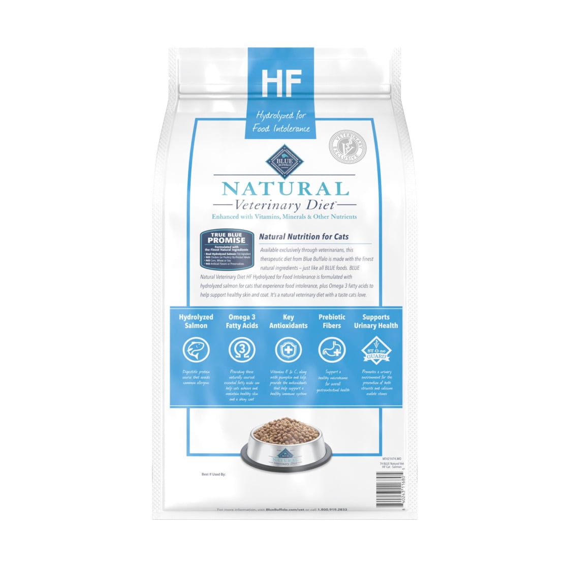 Blue Buffalo Natural Veterinary Diet HF Hydrolyzed Food Intolerance Dry Cat Food, Salmon