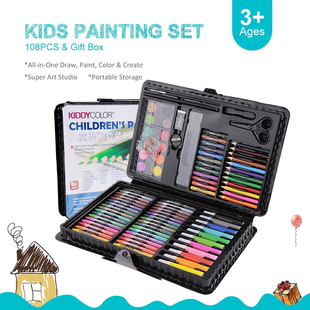 6pc//set Kids Children Candy Color Art Brush Watercolor Acrylic Oil Painting Kit
