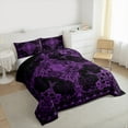thumbnail image 3 of Manfei Vintage Victorian Flower Bedding Comforter Set,Damask Theme Twin Comforter Sets,Purple Black Bedding Set For Teens,Luxury Bedroom Decor Reversible,2pcs, 3 of 8