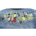 thumbnail image 5 of KIDSCOOL SPACE Little Girls Flower Leaf Embroidered Fake Flap Button Pocket Denim Jacket 3T, 5 of 6