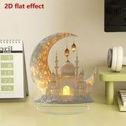 Elegant Acrylic Ramadan Decoration, 2D Flat Islamic Desktop Table Ornament for Eid Mubarak Home Decor, Festive Muslim Holiday Display