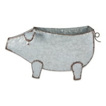 DII Galvanized Planter Collection Wall Hanging, Pig, 16.75x3.75x10.75", Iron