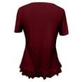 thumbnail image 5 of vigerkar Womens Fashion Short Sleeve Eyelet Tops Summer Casual Blouses Dressy Tops with Ruffle Hem (Wine, M), 5 of 6