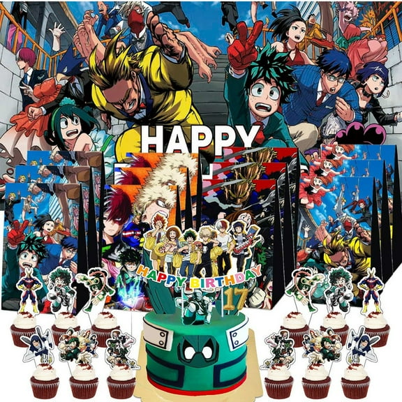 My Hero Academia Goodie Bags Treat Candy Decorations Party Favor Supplies Birthday Cake Topper Backdrop Banner