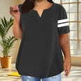 thumbnail image 2 of Oversize T-Shirt for Women Summer V-Neck Pullover Loose Tee Fashion Color Block Short Sleeve Tops ,Black,3XL, 2 of 6