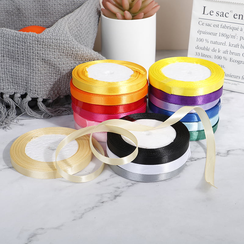 22M/Roll 10mm Silk Satin Ribbons for Crafts Gift Wrap Party Wedding Decorati.LI 