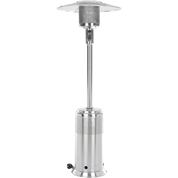 Fire Sense Stainless Steel Pro Series Patio Heater With Wheels Uses 20 Pound Propane Tank 46 000 Btu Output Weighted Base Portable Outdoor Heat Lamp Com Portable Outdoor Heat Lamp, Portable Outdoor Patio Heater Propane