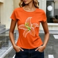 thumbnail image 6 of Gamivast Crop Tops for Women Short Sleeve Y2K Baby Tee Floral Graphic Print Shirts Casual Slim Fit Summer Basic T-Shirts Flattering Everyday Going Out Loungewear Top Orange S, 6 of 6