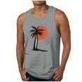 thumbnail image 3 of BXINGOHAI Mens Graphic Tank Tops Crewneck Gym Muscle Beach Hawaii Sleeveless Shirts Gray,M, 3 of 6