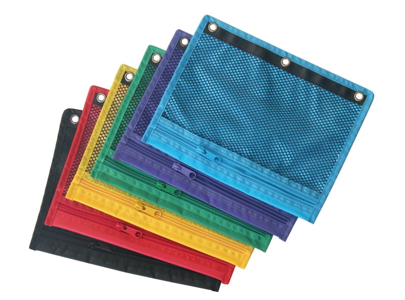 School Smart Zippered Mesh Storage Pockets for 3Ring Binders, 12Pack