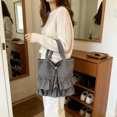 thumbnail image 5 of Tanyzvel Double Tier Gingham Ruffle Drawstring Tote Bag for Women, 5 of 5