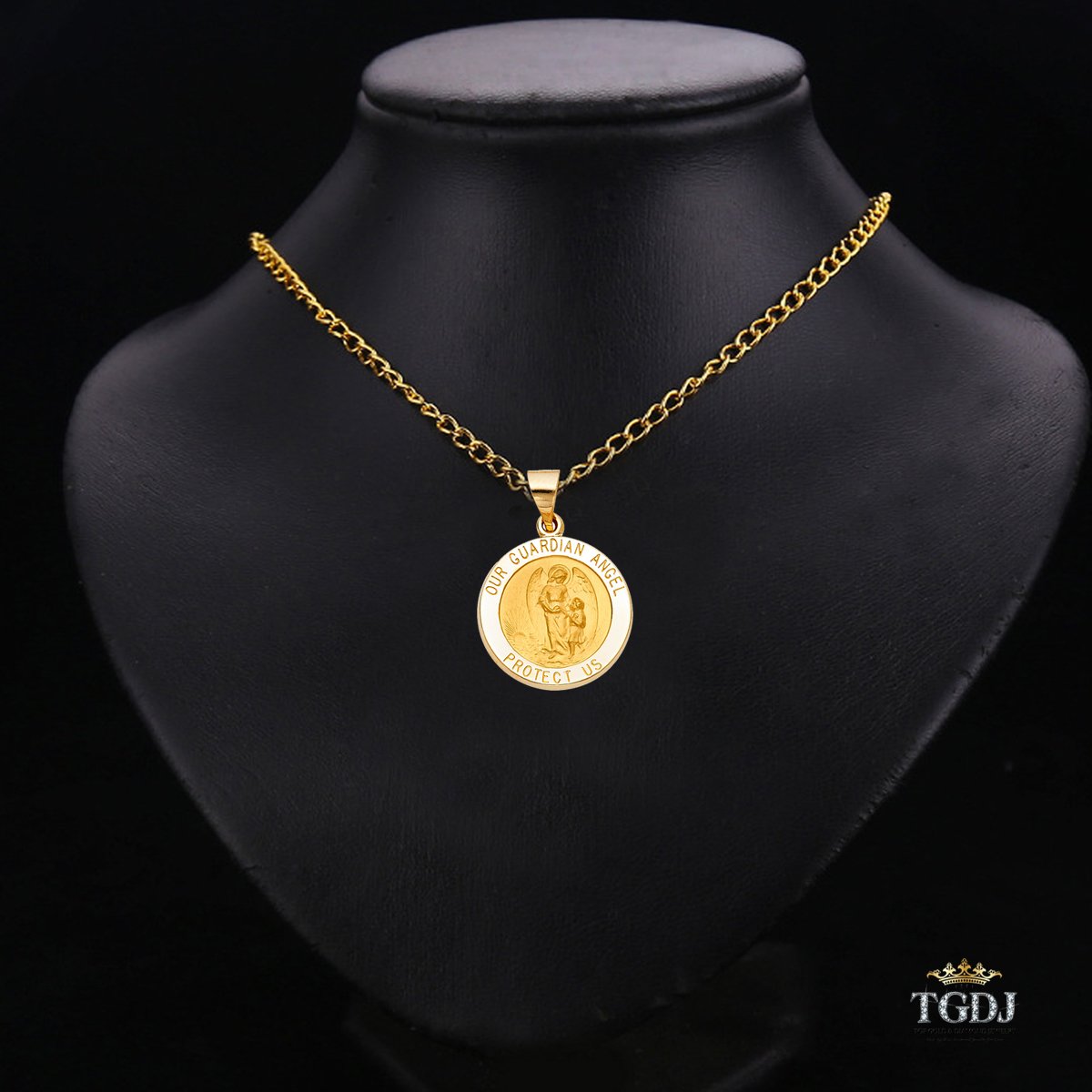 TGDJ 14k Yellow Gold Religious Our Guardian Angel Pendant