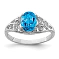 thumbnail image 4 of 925 Sterling Silver Rhodium Blue Topaz Ring Size 7, 4 of 7