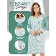 thumbnail image 6 of Casual Nights Women's Long Sleeve Henley Nightgown, Lightweight Cotton Blend Knit House Dress, 5 Button Front Closure & Polka Dot Print, Green 4X, 6 of 6