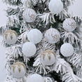thumbnail image 5 of Btomtd 4pcs 3.15"/8cm Flocked Christmas Ball Ornaments, Glitter Enhanced Velvet Christmas Balls, Plastic Hanging Tree Decor for Holiday, White, 5 of 6