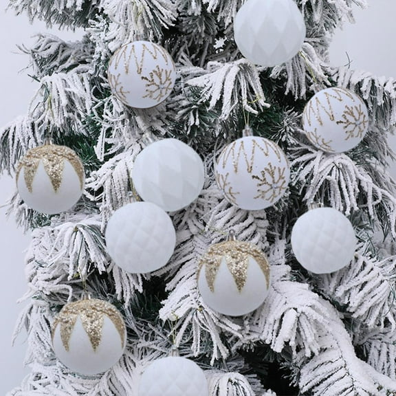 sruoe Christmas Tree Ornaments, Christmas Balls, Ball Ornaments Set, Xmas Bulk Flocked Ornaments Christmas Balls, Shatterproof Hanging Balls for Holiday Home Party Christmas Tree Decor